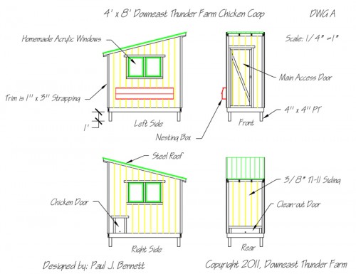 Free 4' x 8' Shed Style Chicken Coop Plans