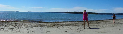 end of summer beach play at Roque Bluffs