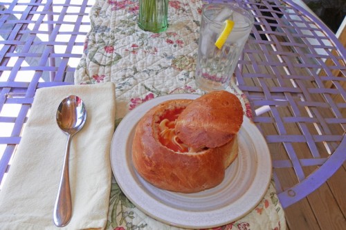 tomato noodle soup bowl