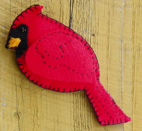 Free Felt Cardinal Bird Christmas Ornament Pattern