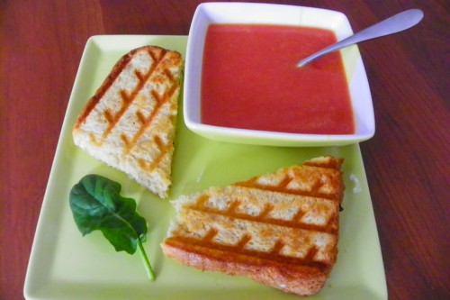 lunch of grilled cheese and tomato soup