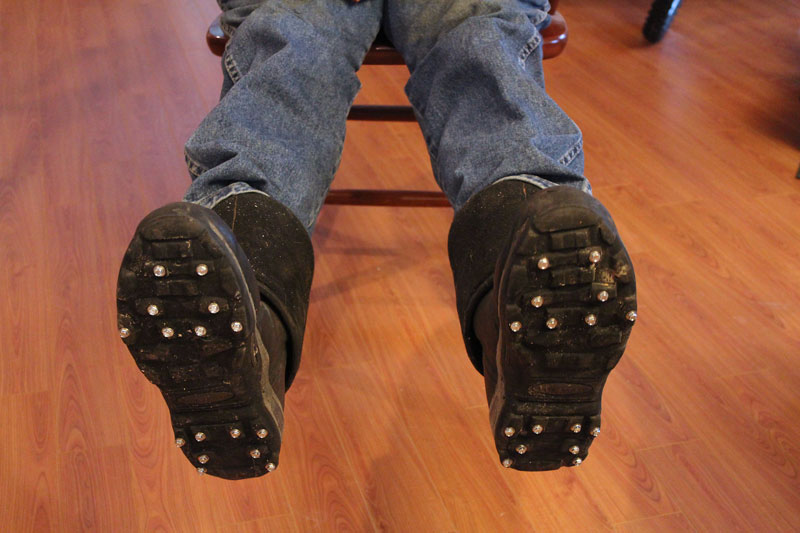 boots with ice studs