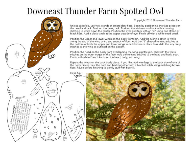 The Delightful Spotted Owl – Free Pattern | Downeast Thunder Farm