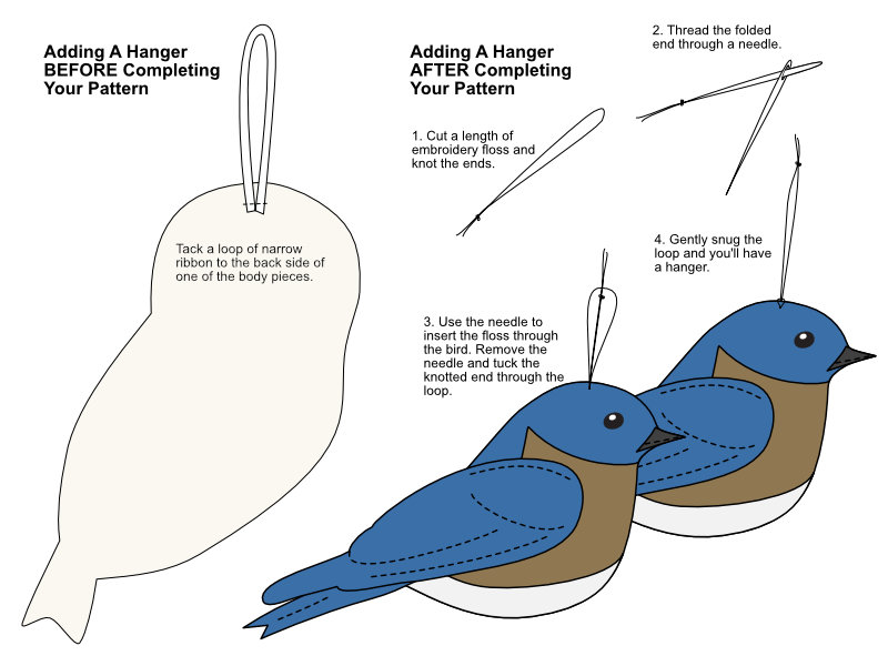 example of ornament hangers for felt birds