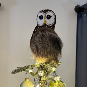 felt owl with fur wing